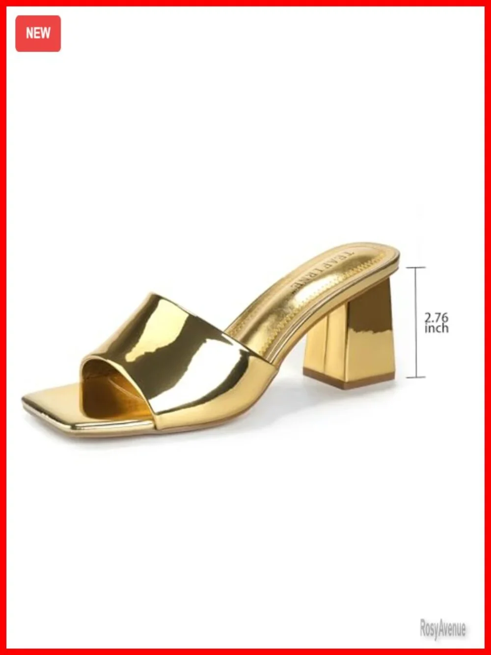 Mule Heels for Women, Square Open Toe Block Heeled Sandals, Slip On Shoes